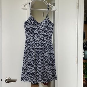J CREW Seaside Cami Printed Geometric Blue and White Dress